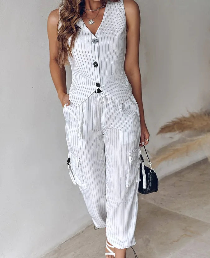 Alora Striped Vest & Pants Set