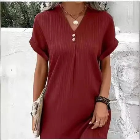Agnese Buttoned V-Neck Mini Dress