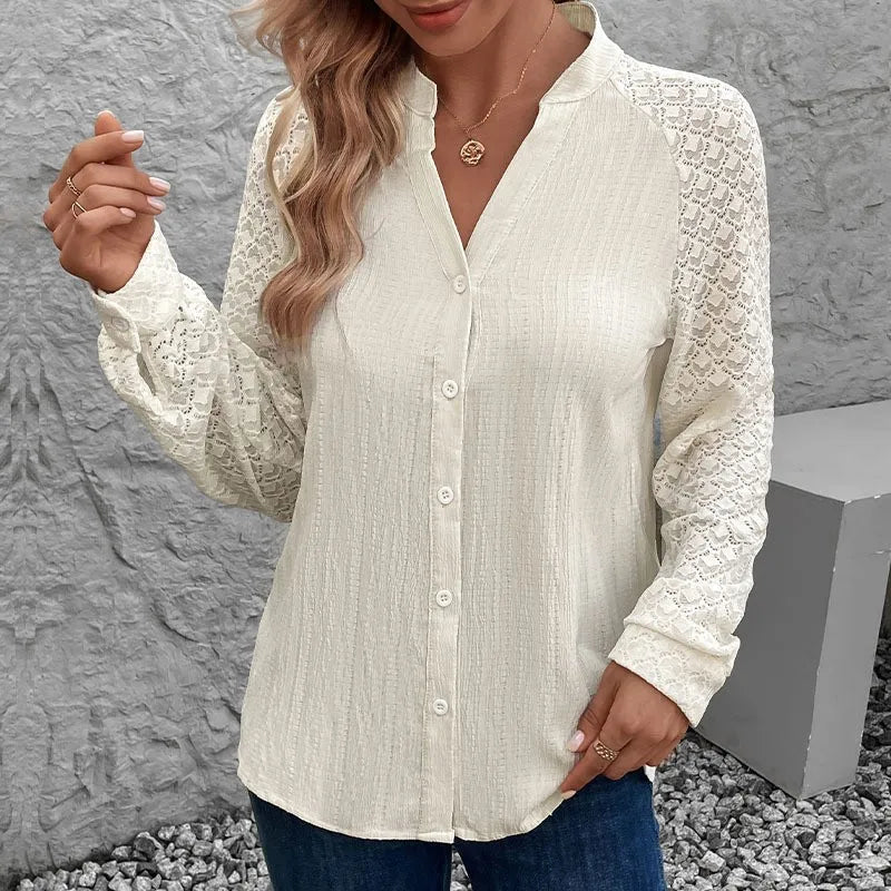 Serena Pleated Stand Collar Blouse