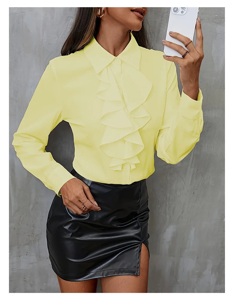 Lyra Ruffled Chiffon Boho Blouse