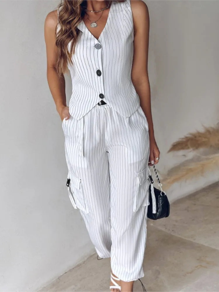 Alora Striped Vest & Pants Set