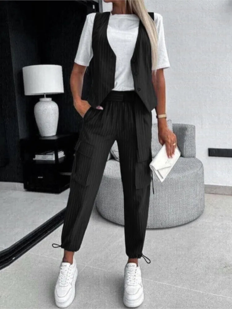 Alora Striped Vest & Pants Set