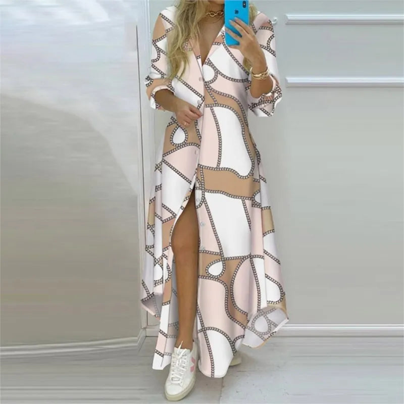 Elise Printed Shirt Maxi Dress