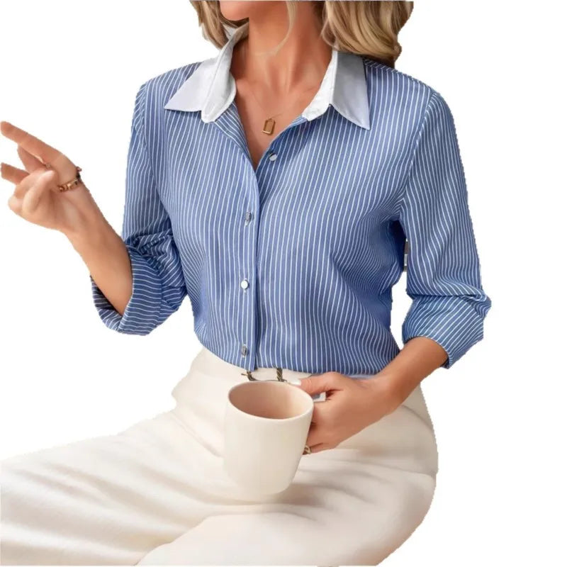 Elodie Striped Korean-Style Blouse