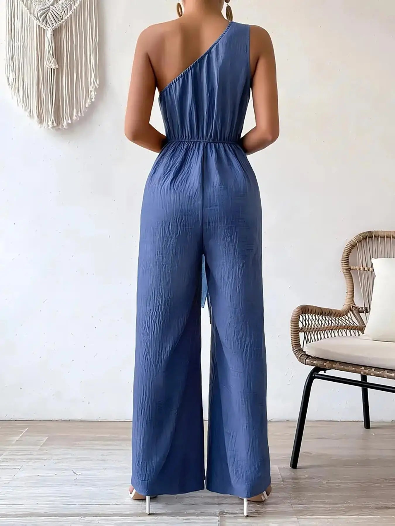Mirella One-Shoulder Belted Jumpsuit
