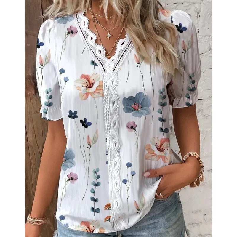Eva Lace Patchwork Floral Blouse