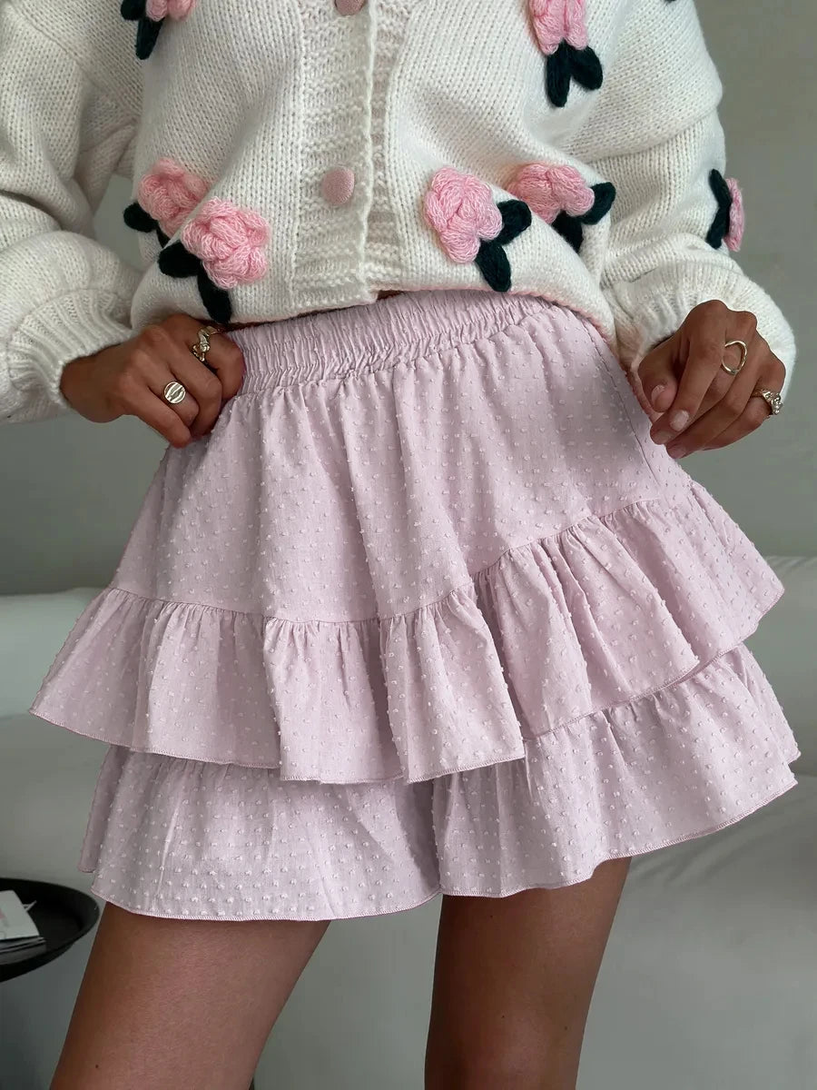 Donatella Ruffled Polka Dot Cotton Shorts