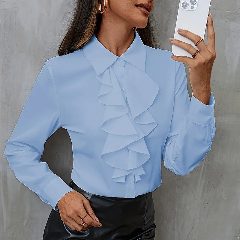 Lyra Ruffled Chiffon Boho Blouse