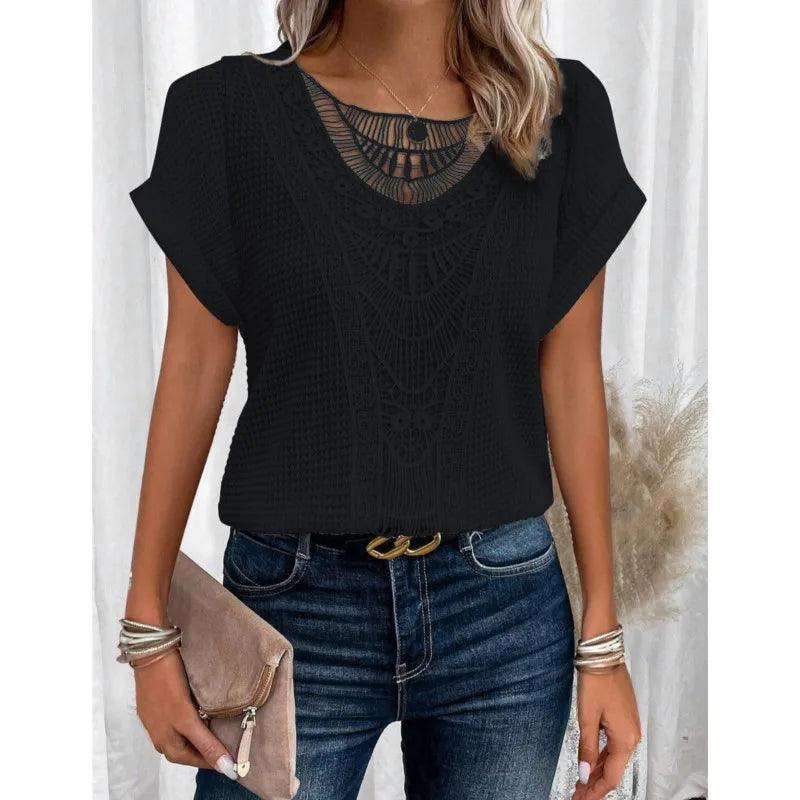 Aria Lace Knit Pullover Tee