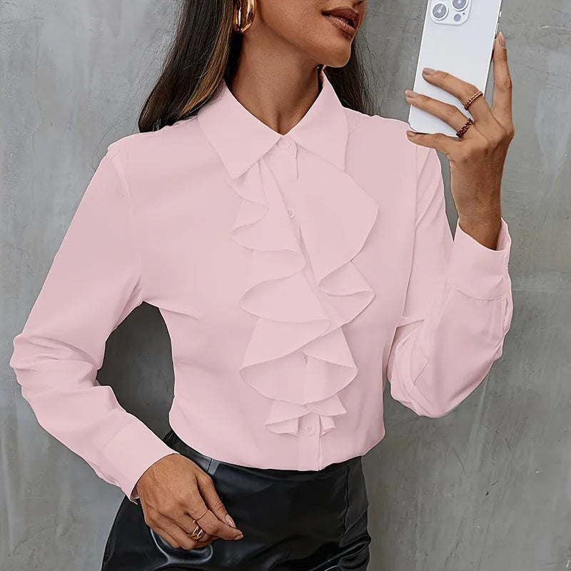 Lyra Ruffled Chiffon Boho Blouse