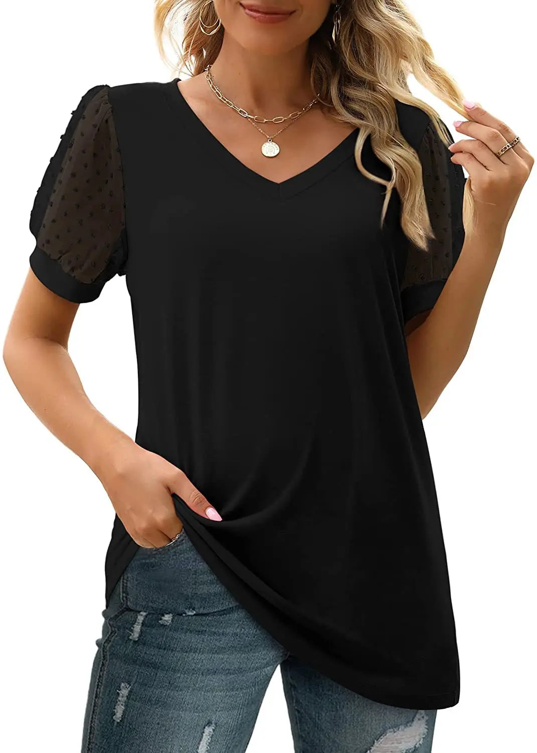 Simona top with v-neck
