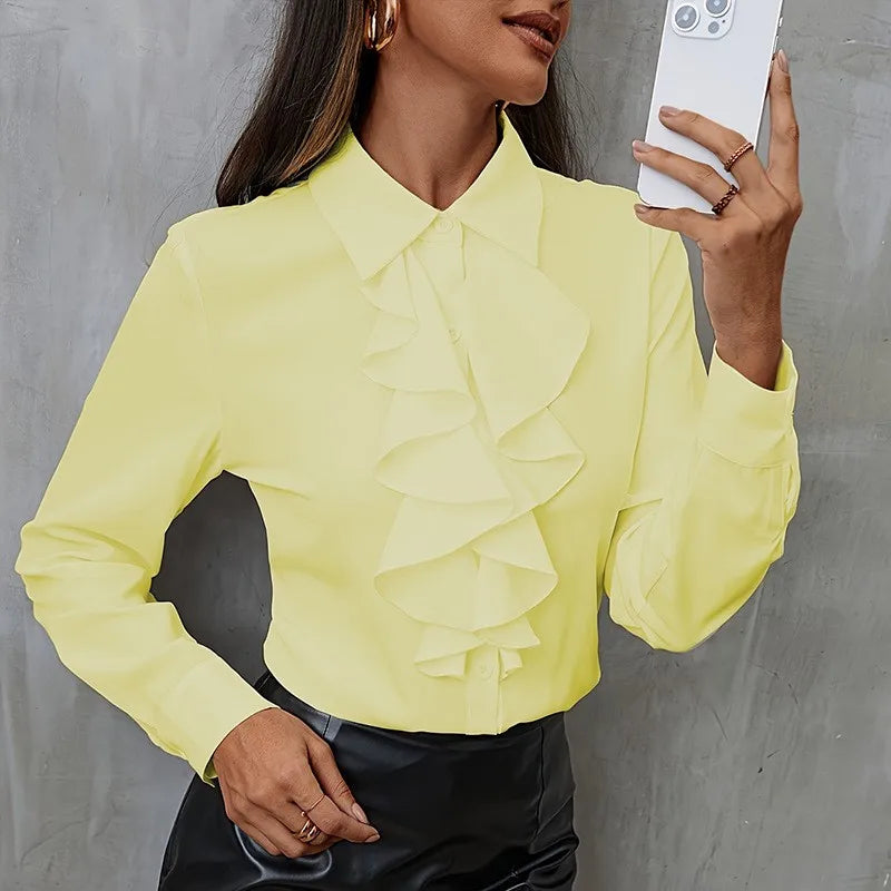 Lyra Ruffled Chiffon Boho Blouse