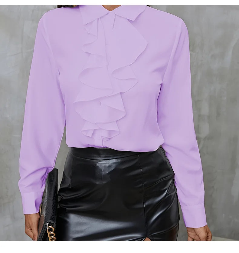 Lyra Ruffled Chiffon Boho Blouse