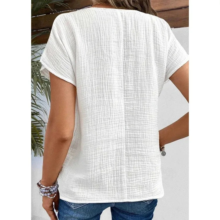 Clara V-Neck Buttoned Blous