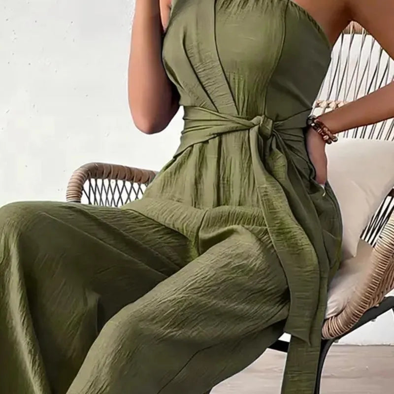 Mirella One-Shoulder Belted Jumpsuit