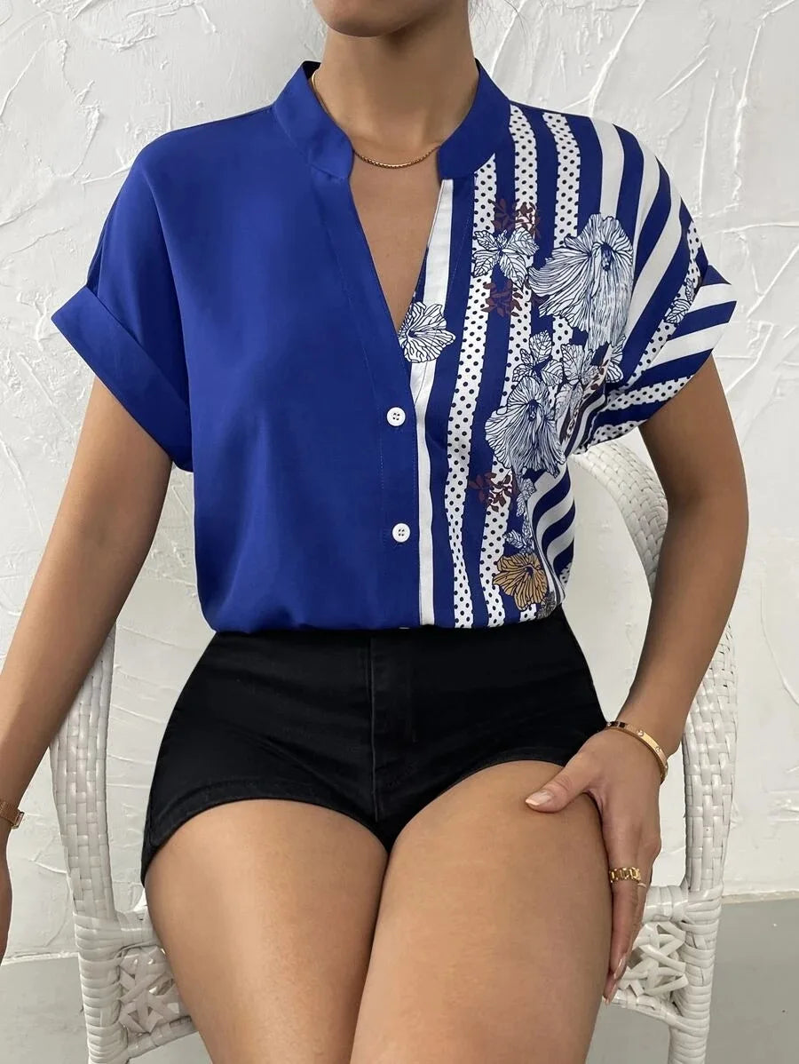 Liora Contrast Floral Button Blouse