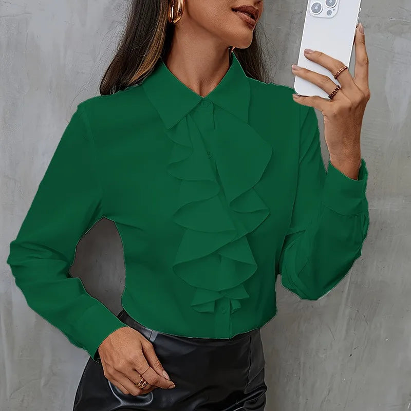 Lyra Ruffled Chiffon Boho Blouse