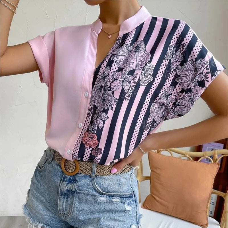 Liora Contrast Floral Button Blouse