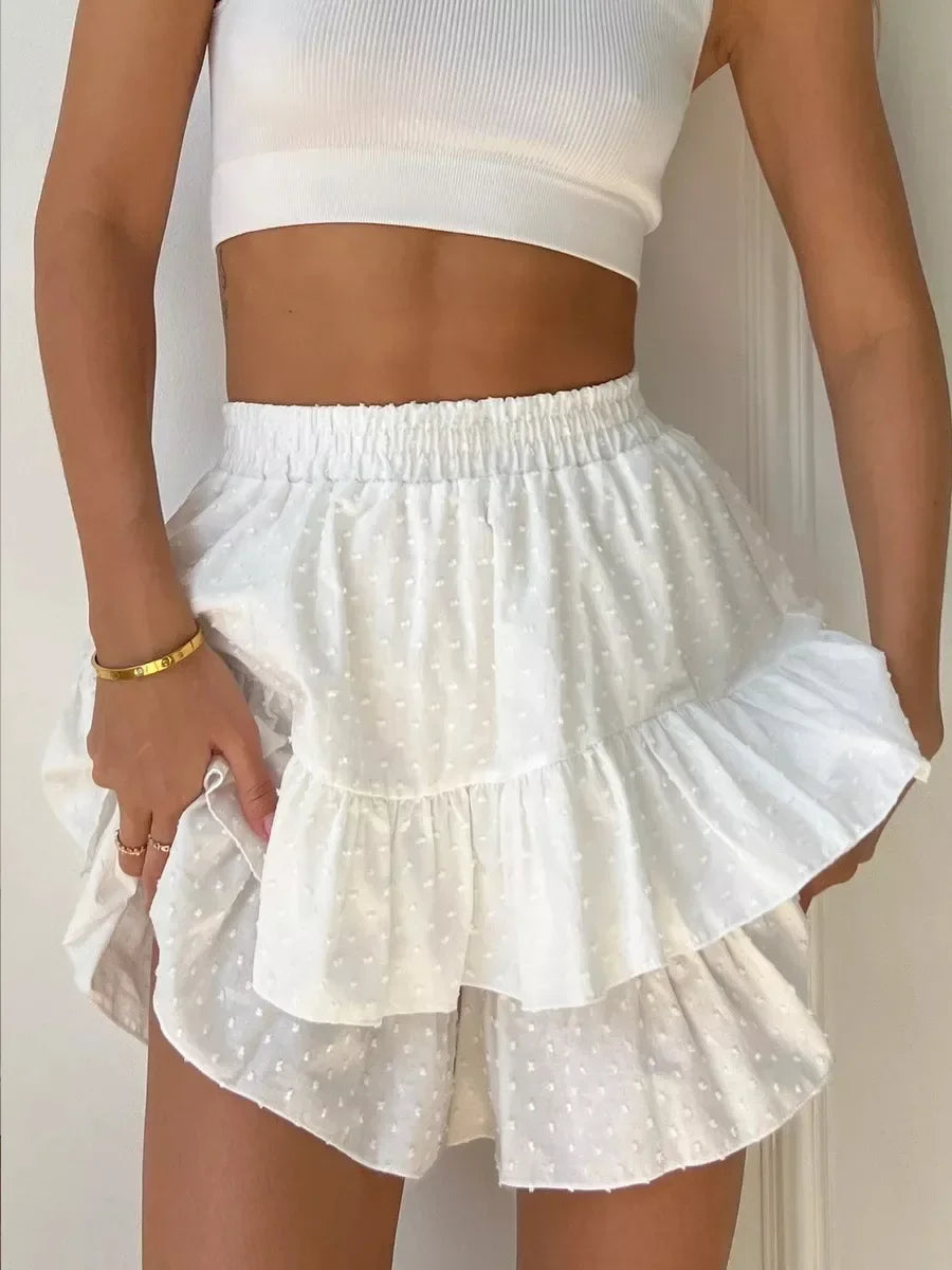 Donatella Ruffled Polka Dot Cotton Shorts