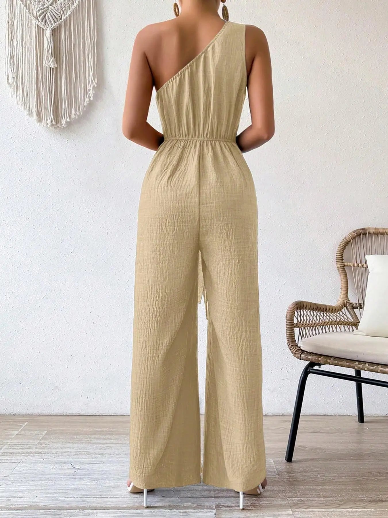 Mirella One-Shoulder Belted Jumpsuit