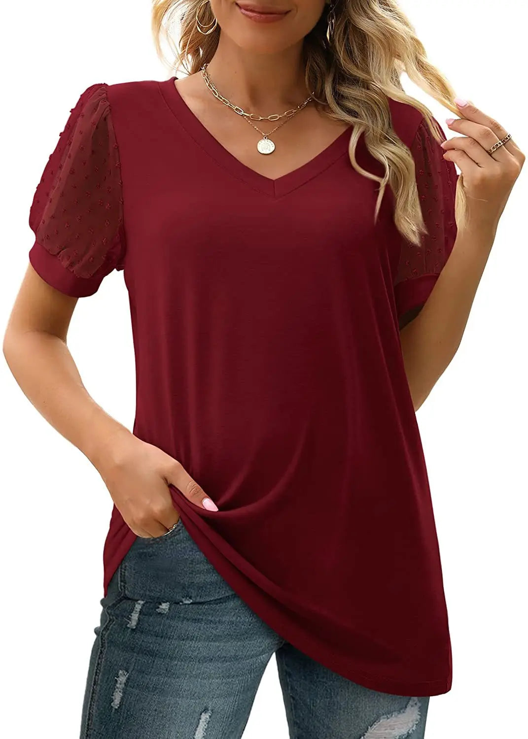 Simona top with v-neck