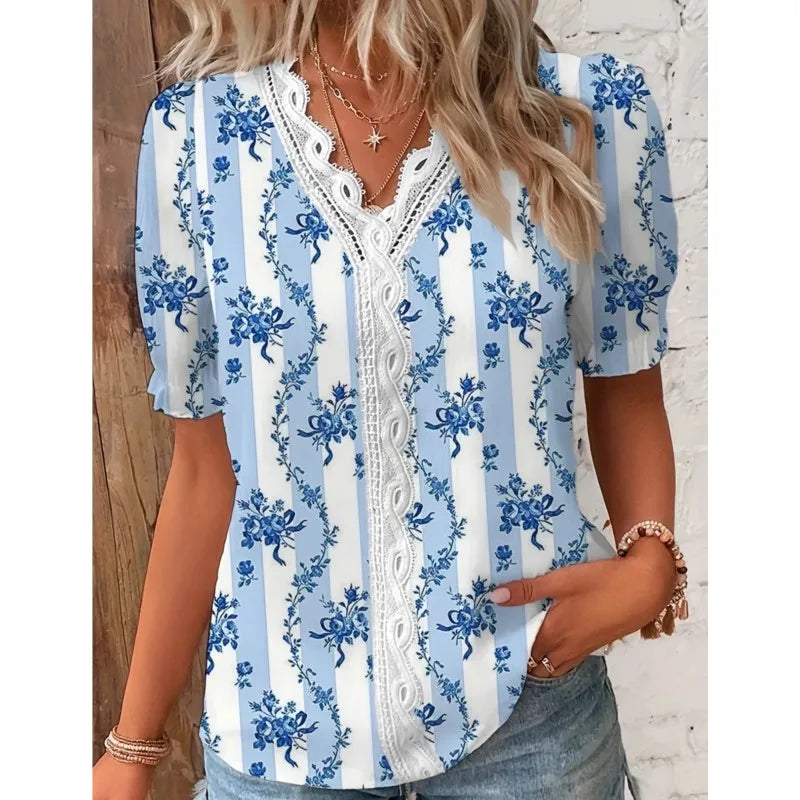 Eva Lace Patchwork Floral Blouse