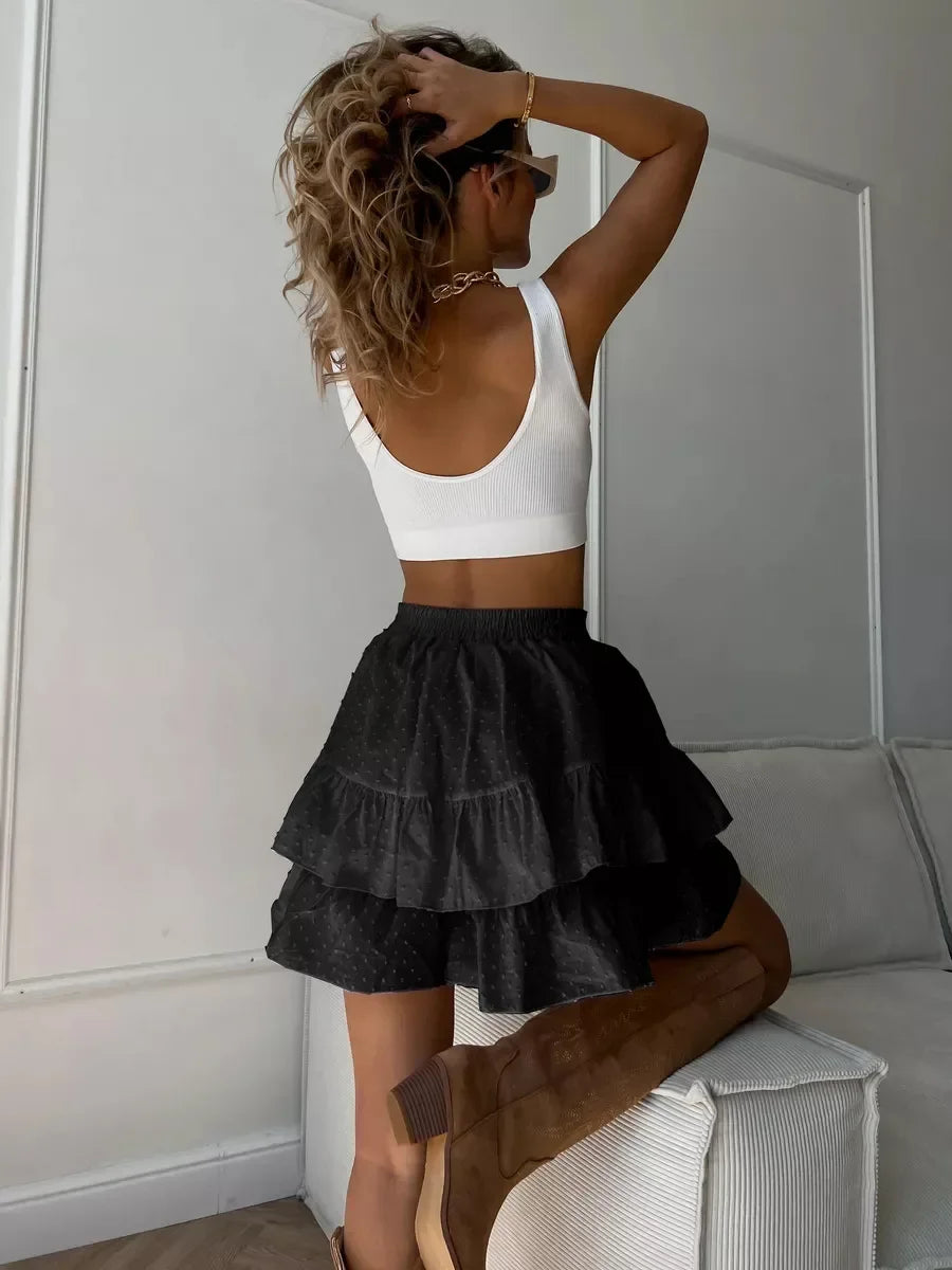 Donatella Ruffled Polka Dot Cotton Shorts