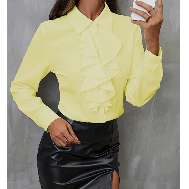 Lyra Ruffled Chiffon Boho Blouse