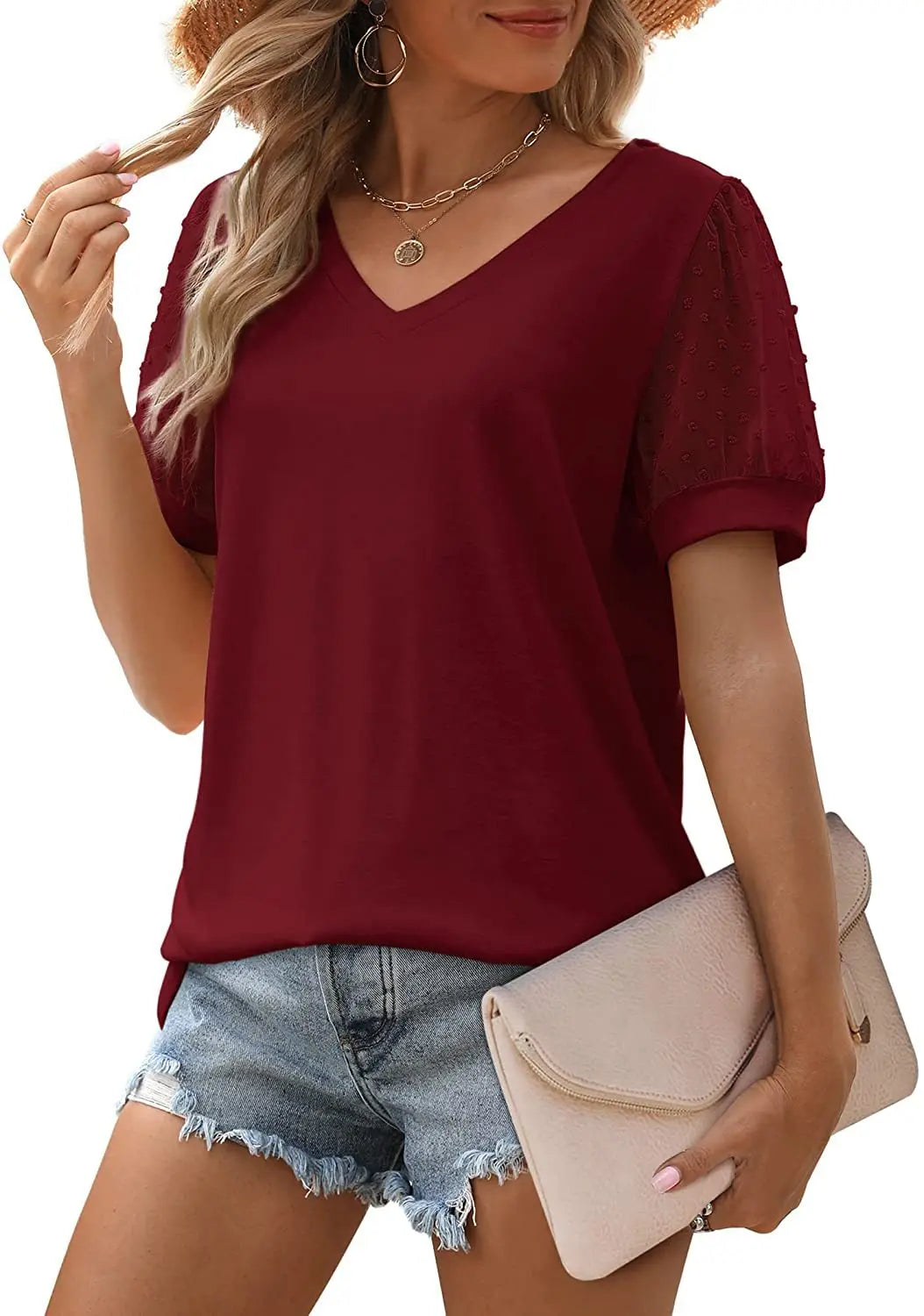 Simona top with v-neck