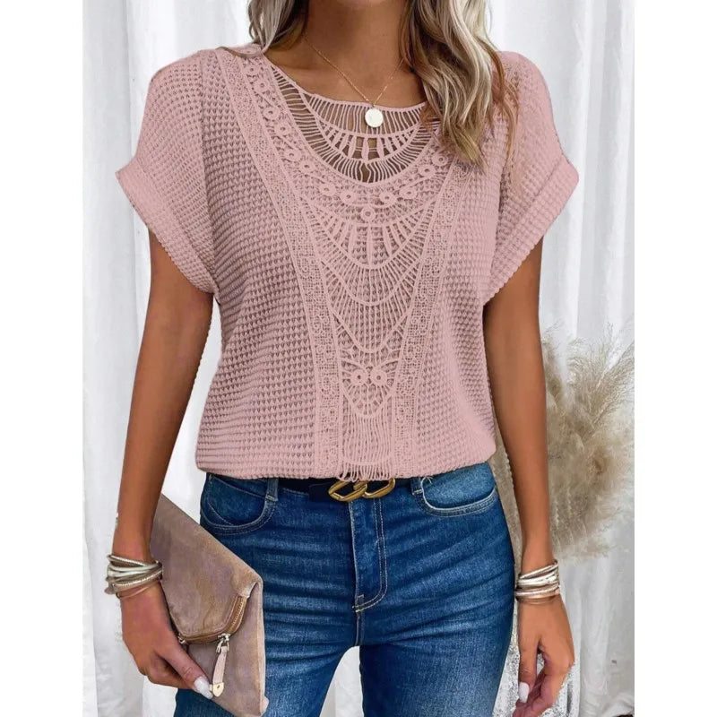 Aria Lace Knit Pullover Tee