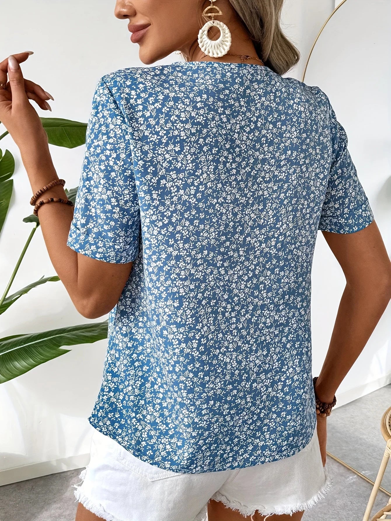 Isla Blue Floral Holiday Shirt