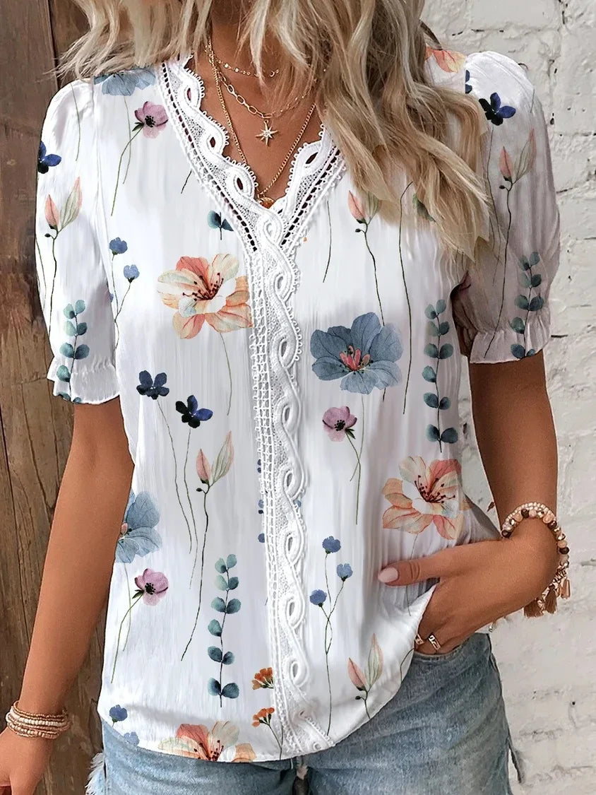 Eva Lace Patchwork Floral Blouse