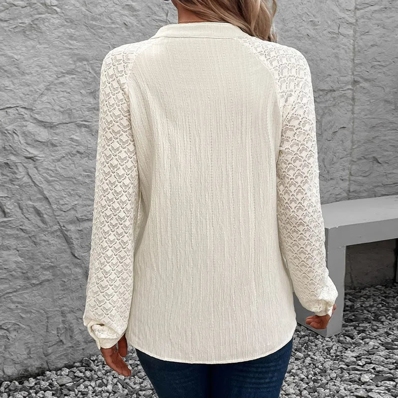 Serena Pleated Stand Collar Blouse