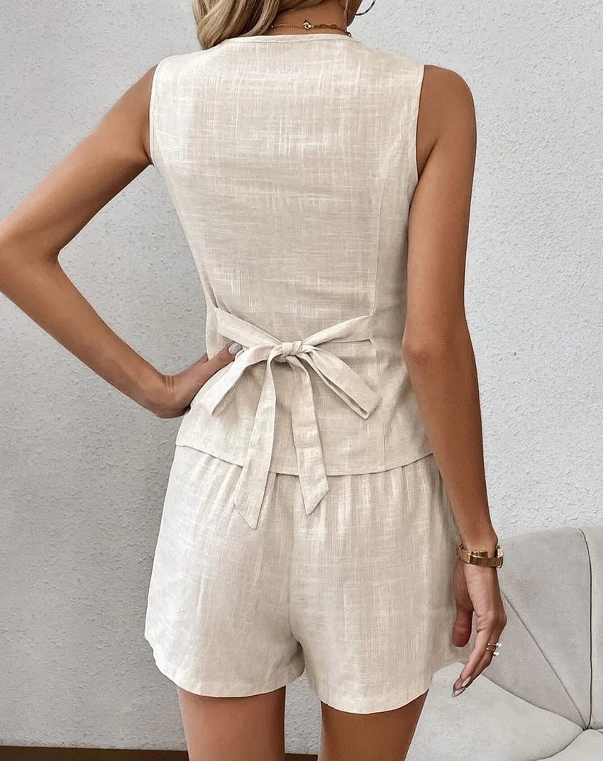 Ayla Khaki Cotton Two-Piece Set