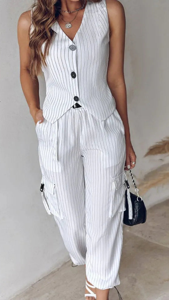 Alora Striped Vest & Pants Set