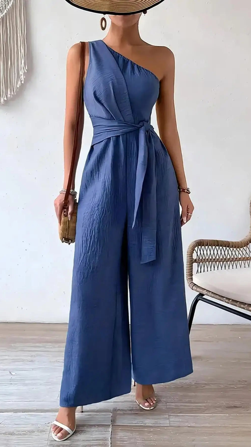 Mirella One-Shoulder Belted Jumpsuit