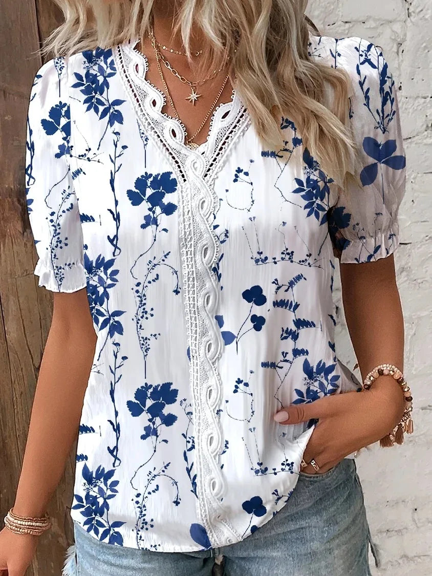 Eva Lace Patchwork Floral Blouse