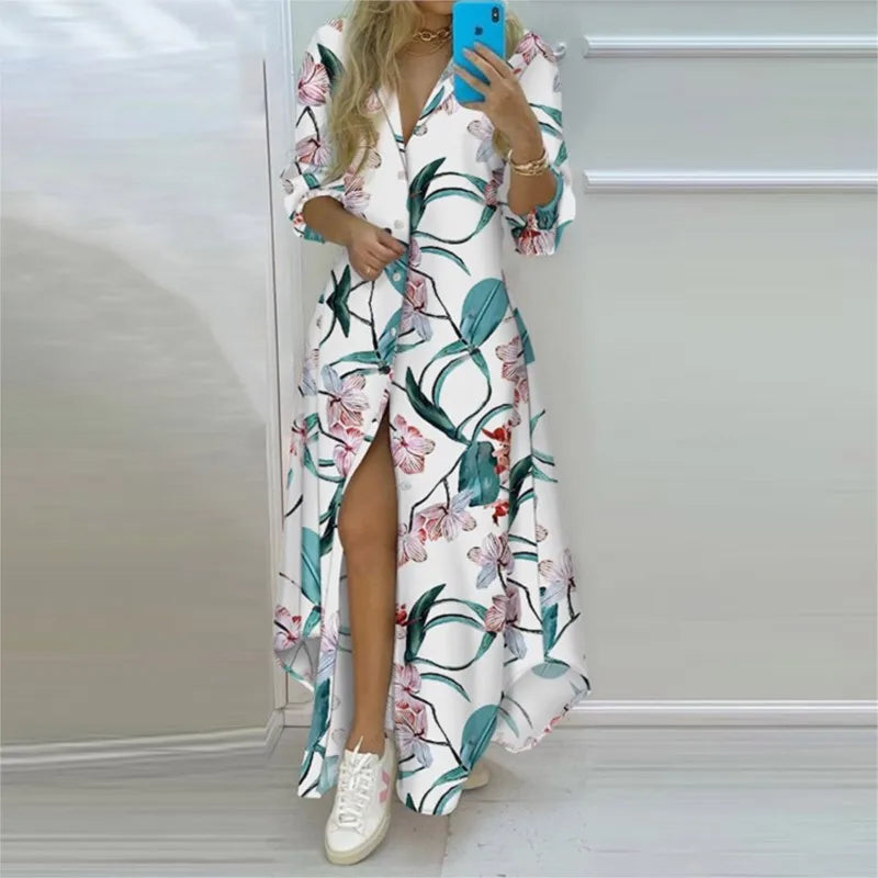 Elise Printed Shirt Maxi Dress