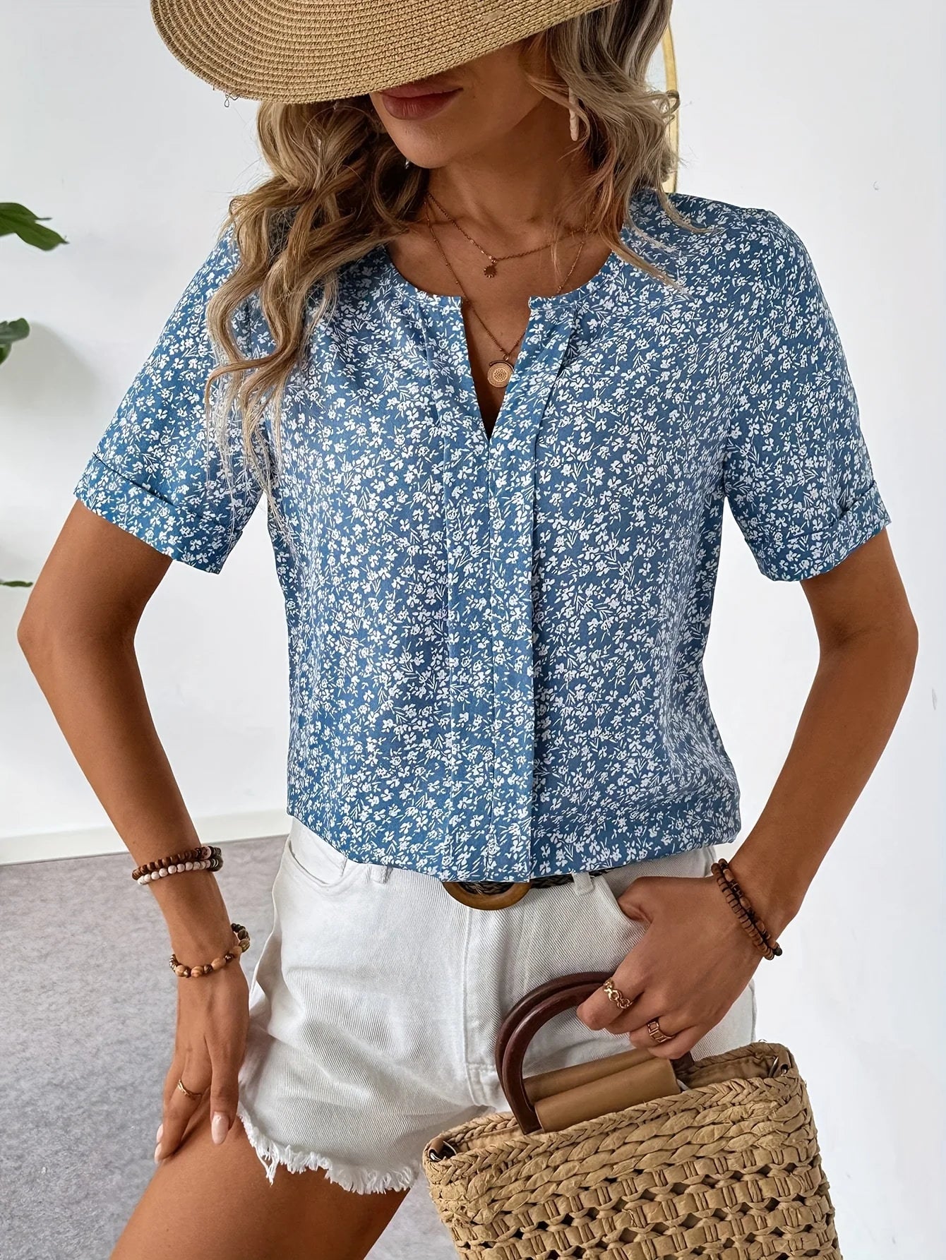 Isla Blue Floral Holiday Shirt
