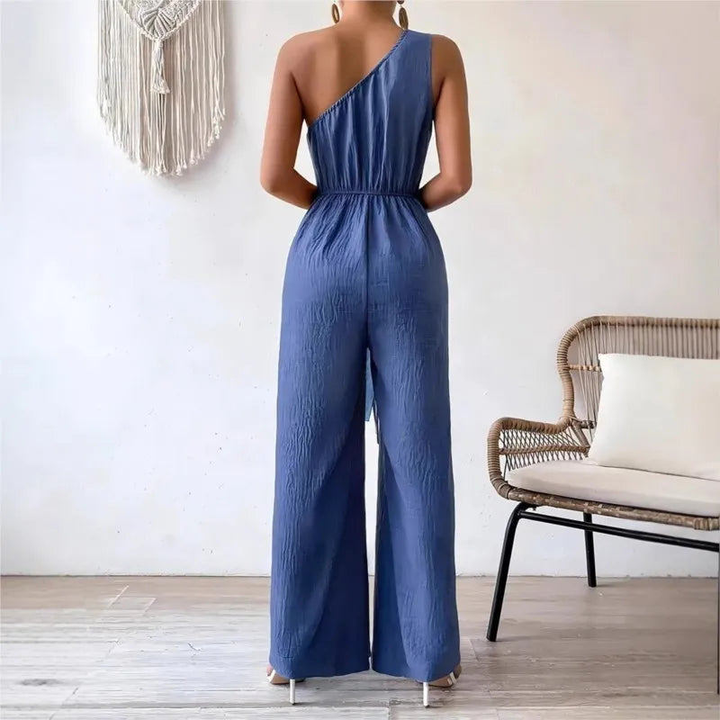 Mirella One-Shoulder Belted Jumpsuit