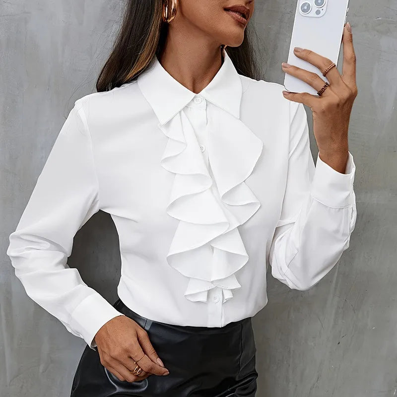 Lyra Ruffled Chiffon Boho Blouse