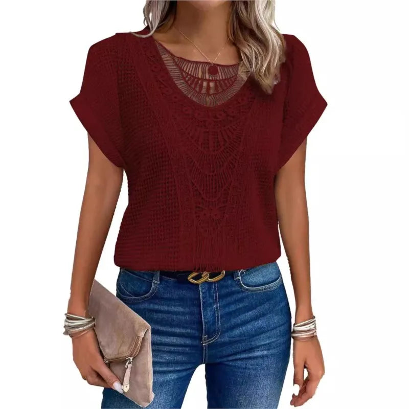 Aria Lace Knit Pullover Tee