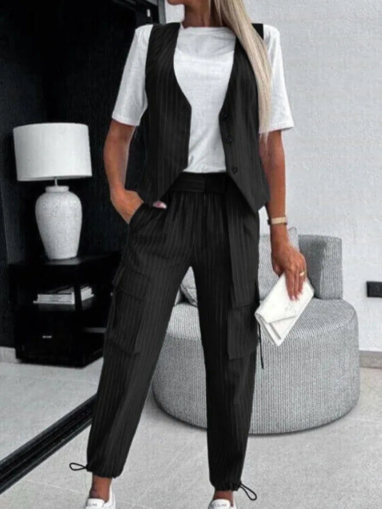 Alora Striped Vest & Pants Set