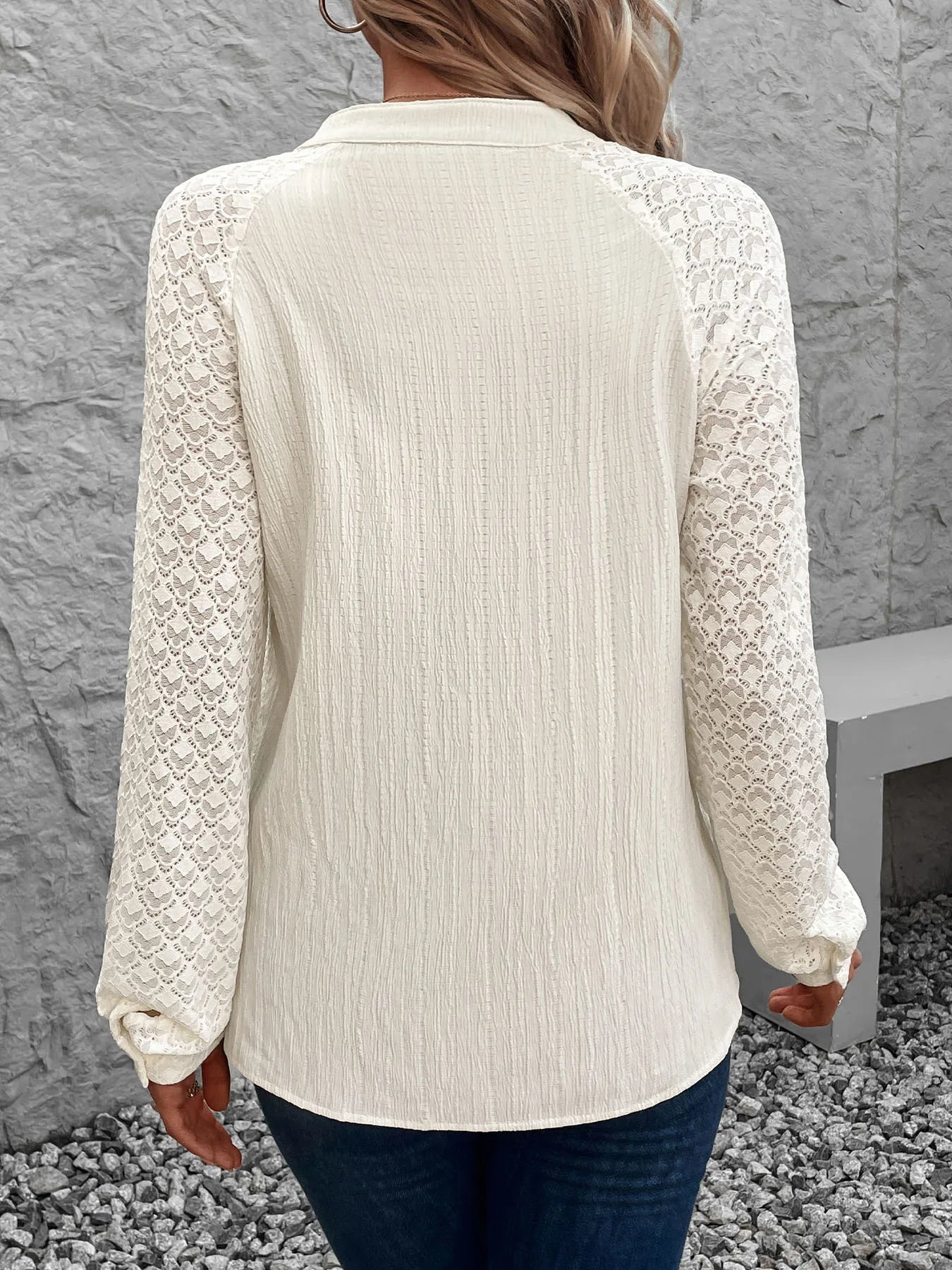 Serena Pleated Stand Collar Blouse