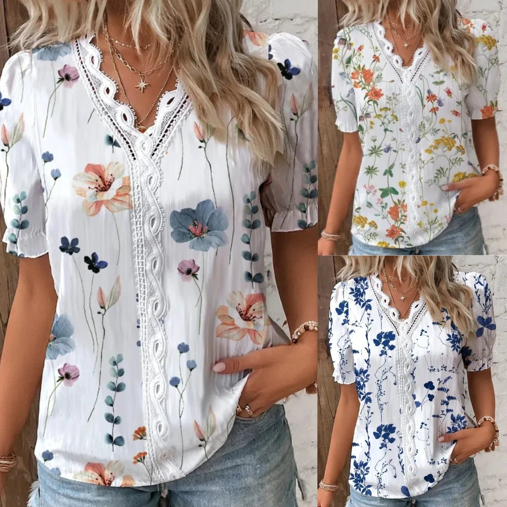 Eva Lace Patchwork Floral Blouse