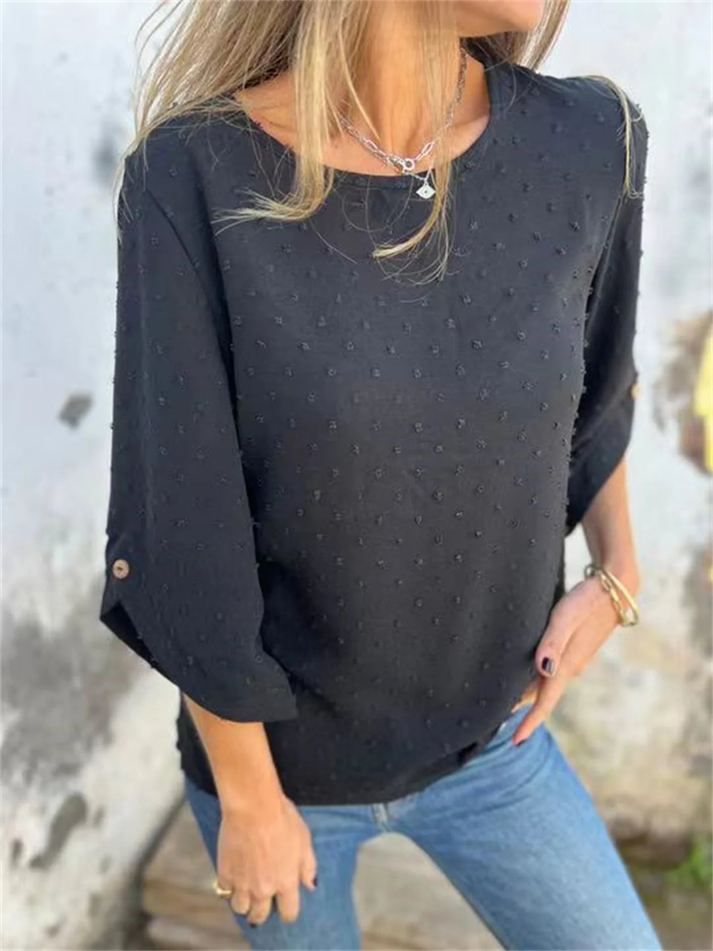 Alina Jacquard White Blouse