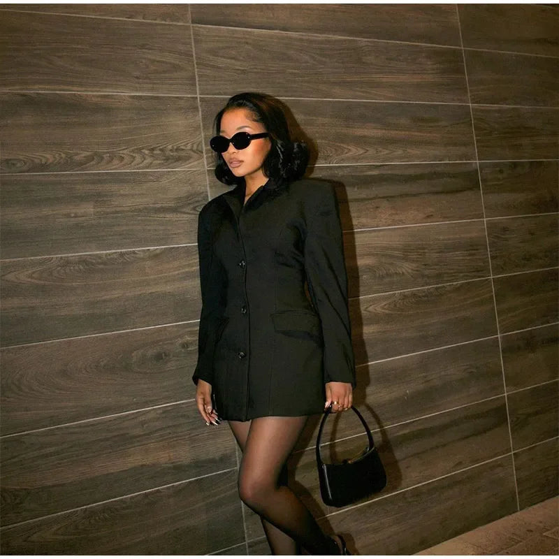 Arvella Black Blazer Mini Dress