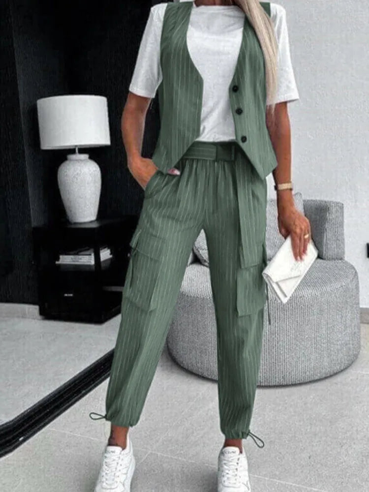 Alora Striped Vest & Pants Set