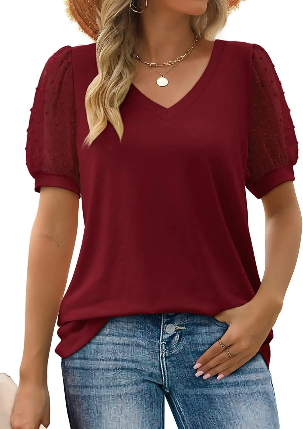 Simona top with v-neck