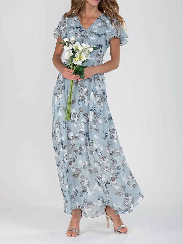 Amara Floral Chiffon Maxi Dress